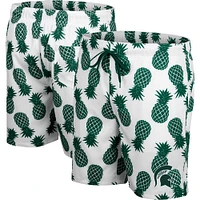 Men's Colosseum White/Green Michigan State Spartans Pineapple Swim Shorts