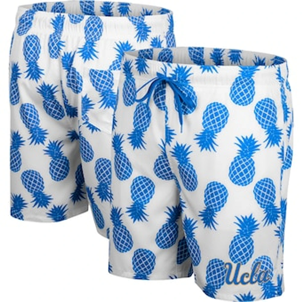 Men's Colosseum White/Blue UCLA Bruins Pineapple Swim Shorts