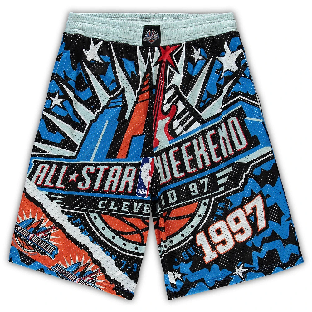 Men's Mitchell & Ness Blue/Black NBA 1997 All-Star Game Hardwood Classics Big Tall Jumbotron 2.0 Shorts