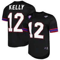 Men's Mitchell & Ness Jim Kelly Black Buffalo Bills Retired Player Name & Number Mesh Top