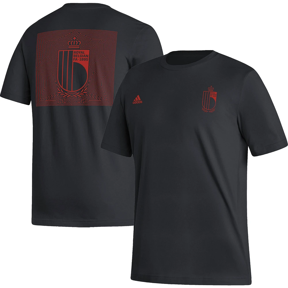 Men's adidas Black Belgium National Team Pattern Crest T-Shirt