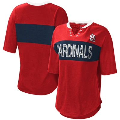 Women's Touch Red/Navy St. Louis Cardinals Lead Off Notch Neck T-Shirt