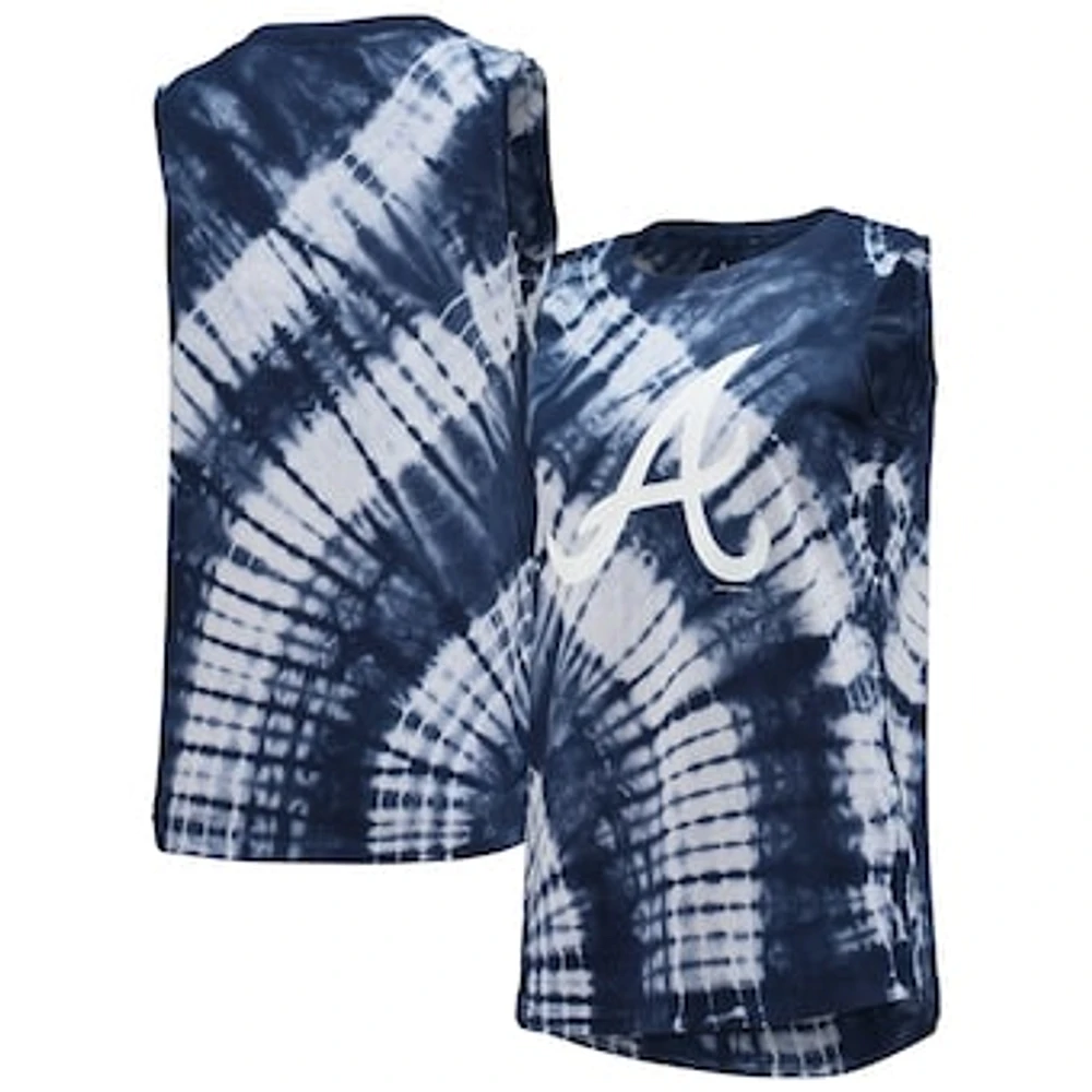 Women's Touch Navy Atlanta Braves Money Ball Tie-Dye Tank Top