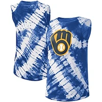 Women's Touch Blue Milwaukee Brewers Money Ball Tie-Dye Tank Top