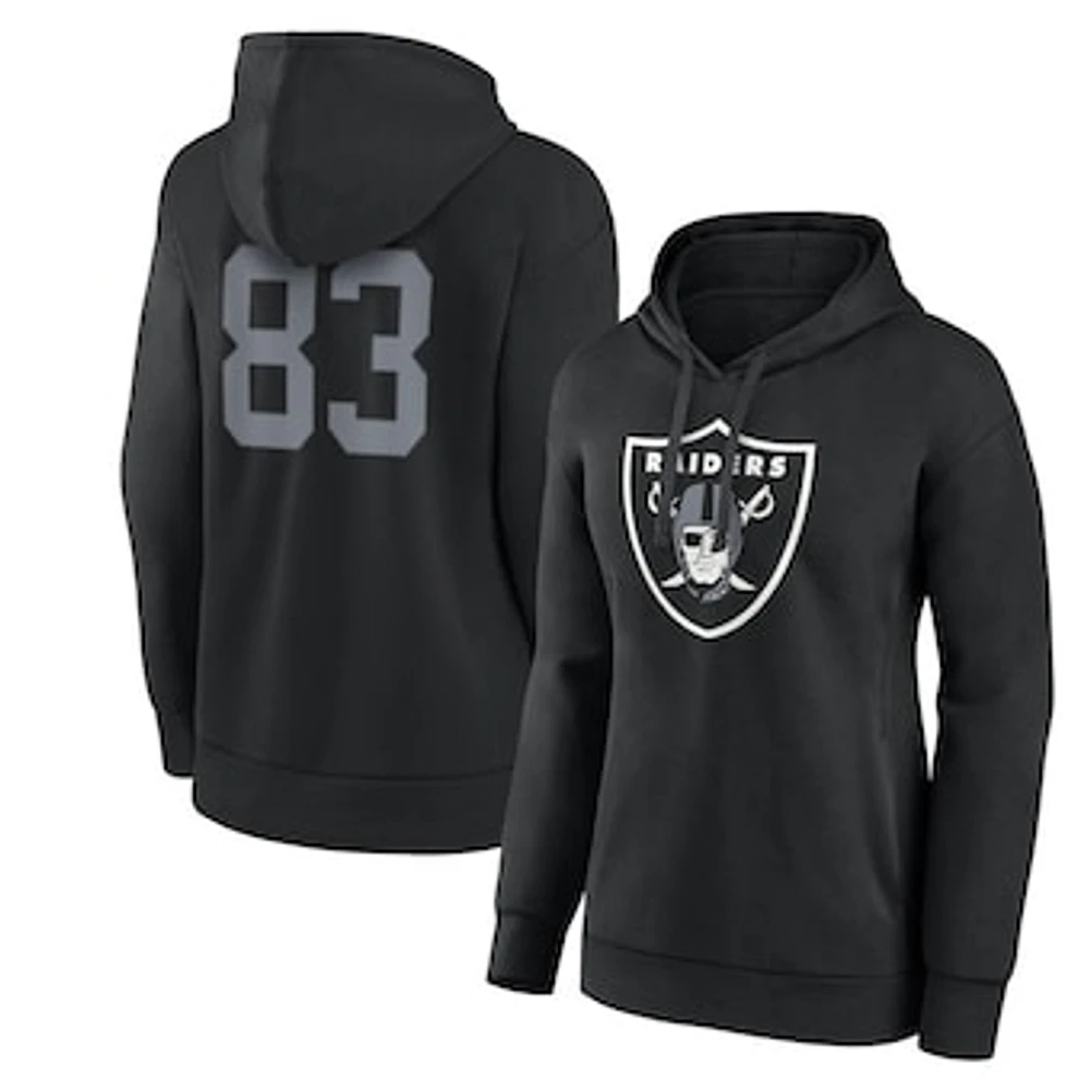 Women's Fanatics Darren Waller Black Las Vegas Raiders Player Icon Name & Number Pullover Hoodie