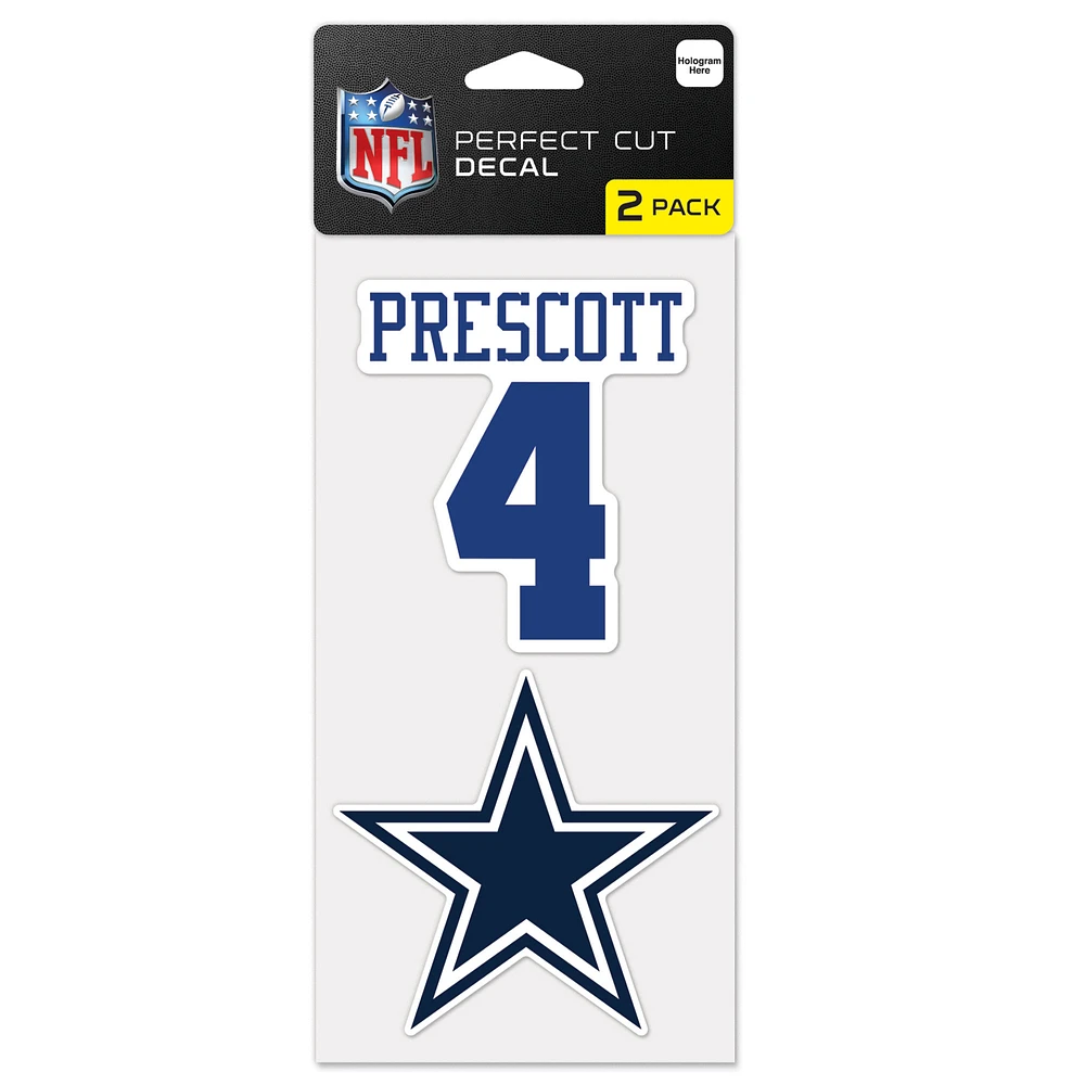 WinCraft Dak Prescott Dallas Cowboys Perfect Cut 2-Pack Player - Decal Set