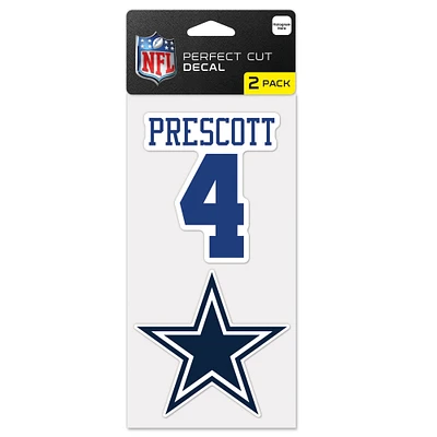 WinCraft Dak Prescott Dallas Cowboys Perfect Cut 2-Pack Player - Decal Set