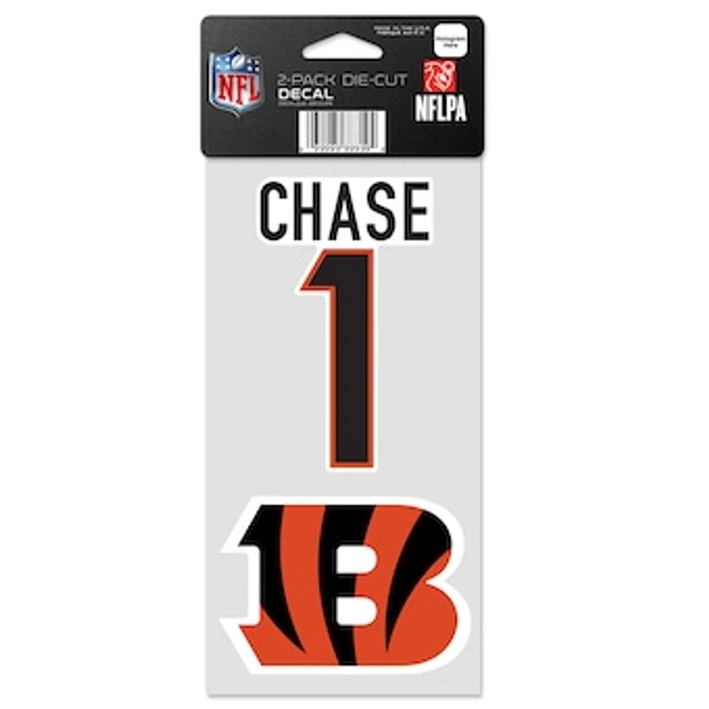 WinCraft Ja'Marr Chase Cincinnati Bengals Perfect Cut 2-Pack Player - Decal Set