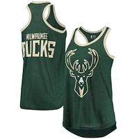 Women's G-III Sports by Carl Banks Hunter Green Milwaukee Bucks Showdown Scoop-Neck Racerback Tank Top