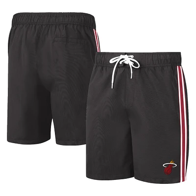 Men's G-III Sports by Carl Banks Black Miami Heat Sand Beach Volley Swim Shorts