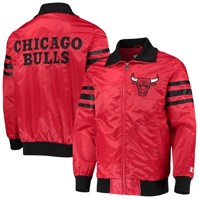 Men's Starter Red Chicago Bulls The Captain II Full-Zip Varsity Jacket