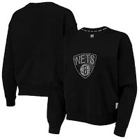 Women's DKNY Sport Black Brooklyn Nets Carrie Rhinestone Pullover Sweatshirt