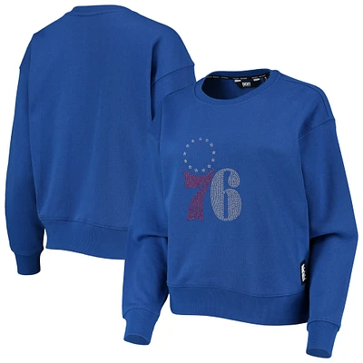 Women's DKNY Sport Royal Philadelphia 76ers Carrie Rhinestone Pullover Sweatshirt