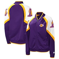 Women's Starter Purple/Gold Los Angeles Lakers Fan Girl Satin Raglan Full-Zip Jacket