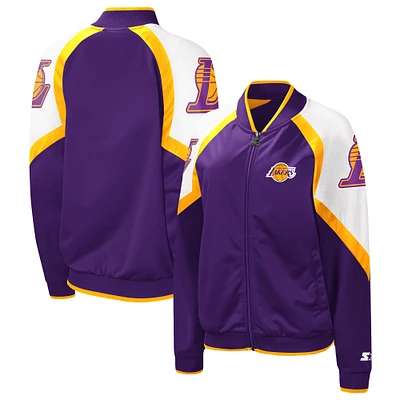 Women's Starter Purple/Gold Los Angeles Lakers Fan Girl Satin Raglan Full-Zip Jacket