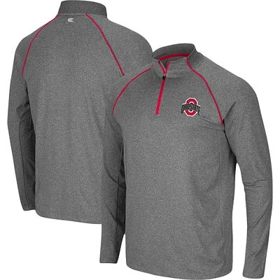 Men's Colosseum Heathered Charcoal Ohio State Buckeyes Robert Raglan Quarter-Zip Top