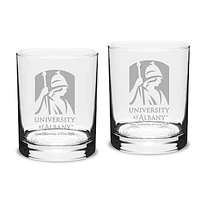 UAlbany Great Danes 14oz. 2-Piece Classic Double Old Fashioned Glass Set