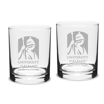 UAlbany Great Danes 14oz. 2-Piece Classic Double Old Fashioned Glass Set