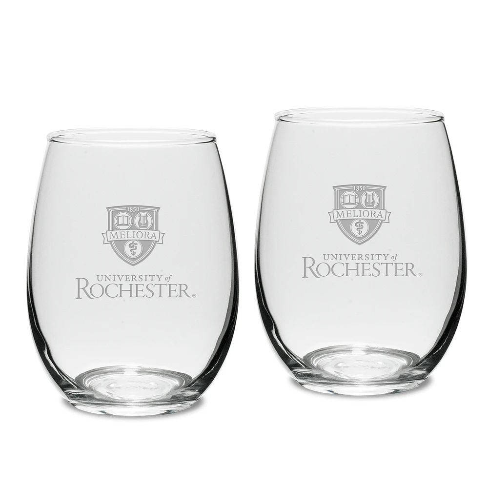 Rochester Yellow Jackets 15oz. 2-Piece Stemless Wine Glass Set