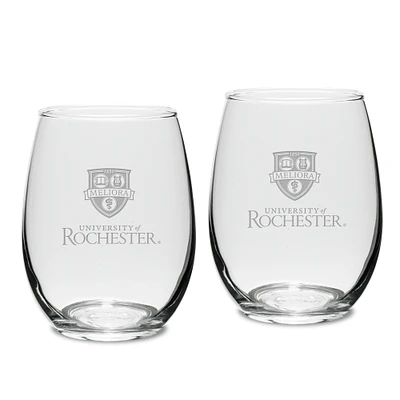 Rochester Yellow Jackets 15oz. 2-Piece Stemless Wine Glass Set