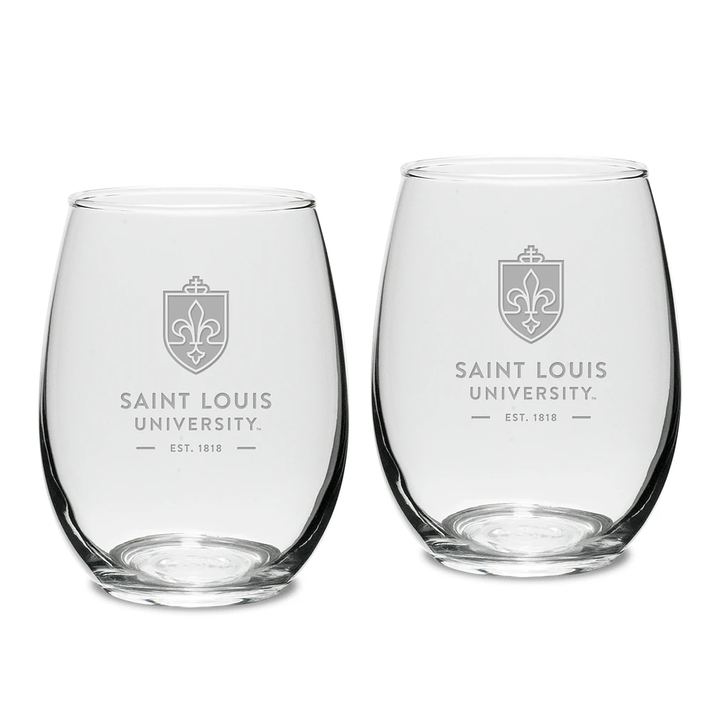 Saint Louis Billikens 15oz. 2-Piece Stemless Wine Glass Set