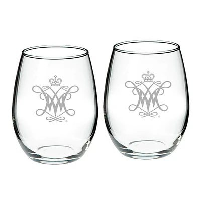 William & Mary Tribe 21oz. 2-Piece Stemless Wine Glass Set