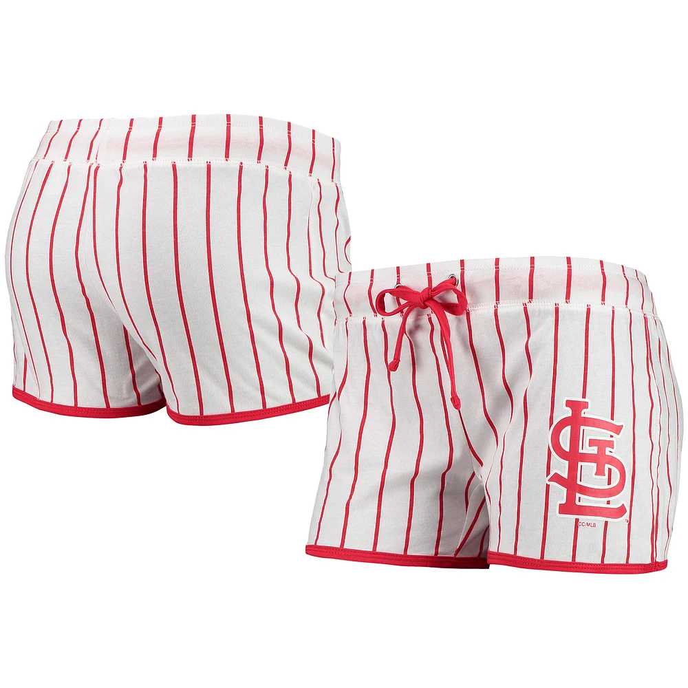 Women's Concepts Sport White St. Louis Cardinals Vigor Pinstripe Sleep Shorts