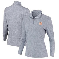 Women's Heathered Navy Auburn Tigers Peached Marled Yarn Quarter-Zip Pullover Jacket