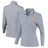 Women's Heathered Navy Auburn Tigers Peached Marled Yarn Quarter-Zip Pullover Jacket