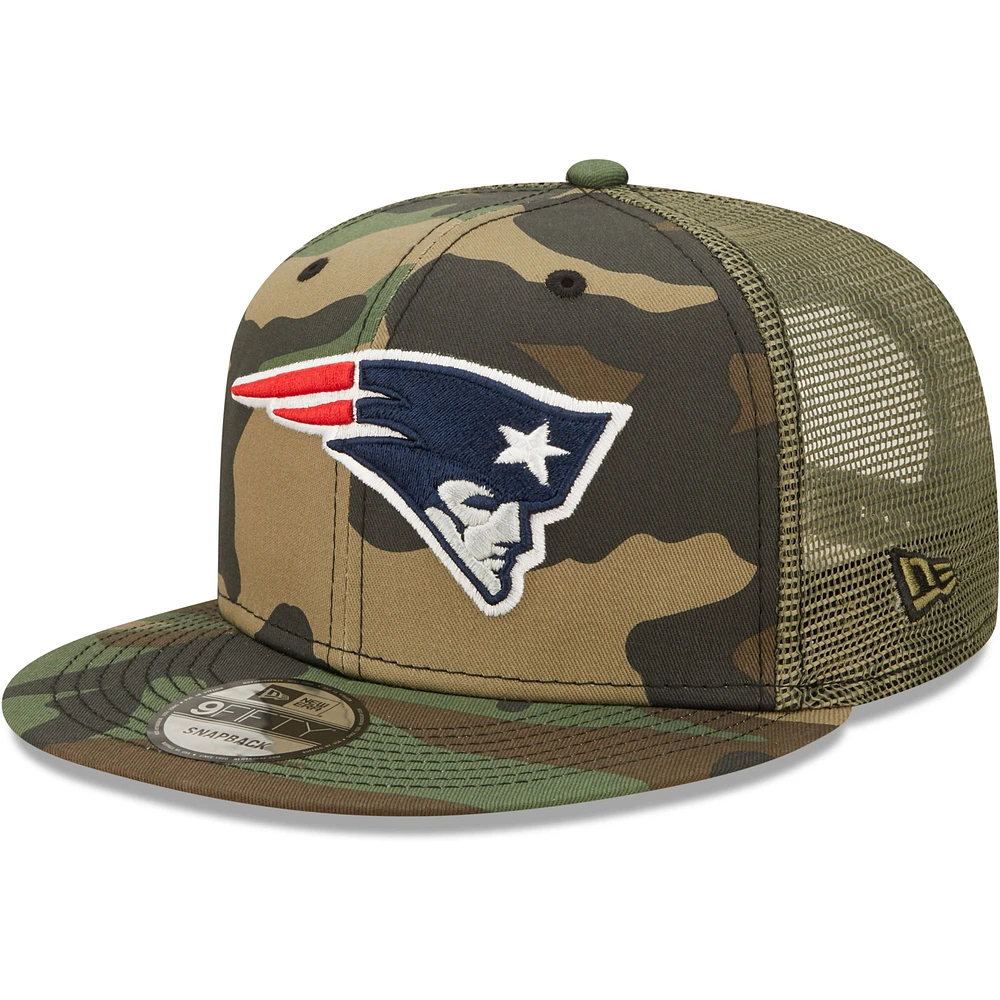 Men's New Era Camo/Olive New England Patriots Trucker 9FIFTY Snapback Hat