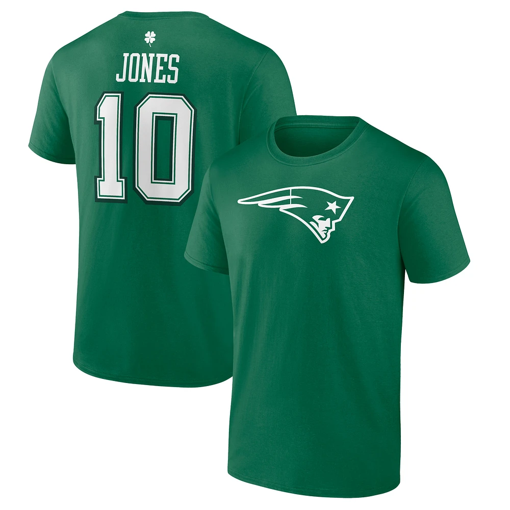 Men's Fanatics Mac Jones Green New England Patriots St. Patrick's Day Icon Player T-Shirt