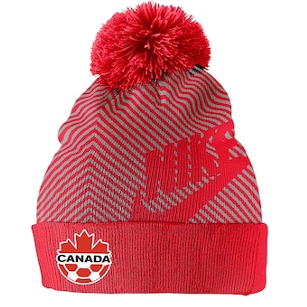 Men's Nike Red Canada Soccer Futura - Cuffed Knit Hat with Pom