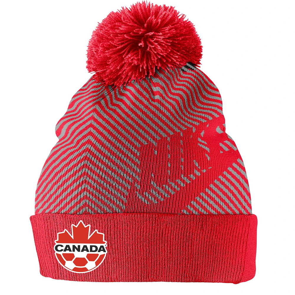 Men's Nike Red Canada Soccer Futura - Cuffed Knit Hat with Pom