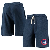 Men's Concepts Sport Heathered Navy Chicago Cubs Mainstream Logo Terry Tri-Blend Shorts