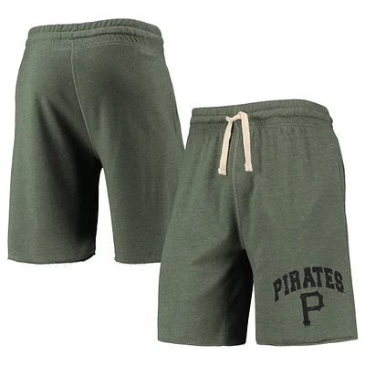 Men's Concepts Sport Heathered Green Pittsburgh Pirates Mainstream Logo Terry Tri-Blend Shorts