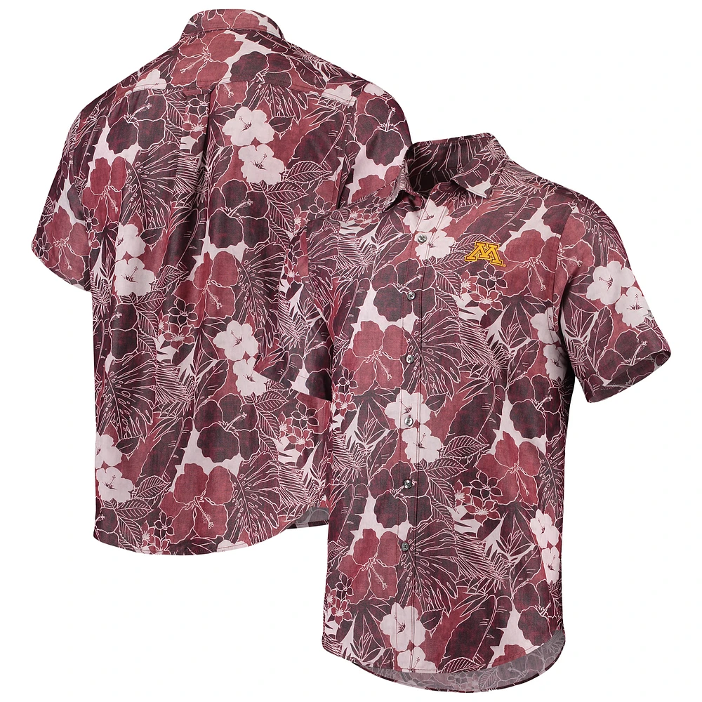 Men's Tommy Bahama Maroon Minnesota Golden Gophers Coconut Point Playa Flora IslandZone Button-Up Shirt