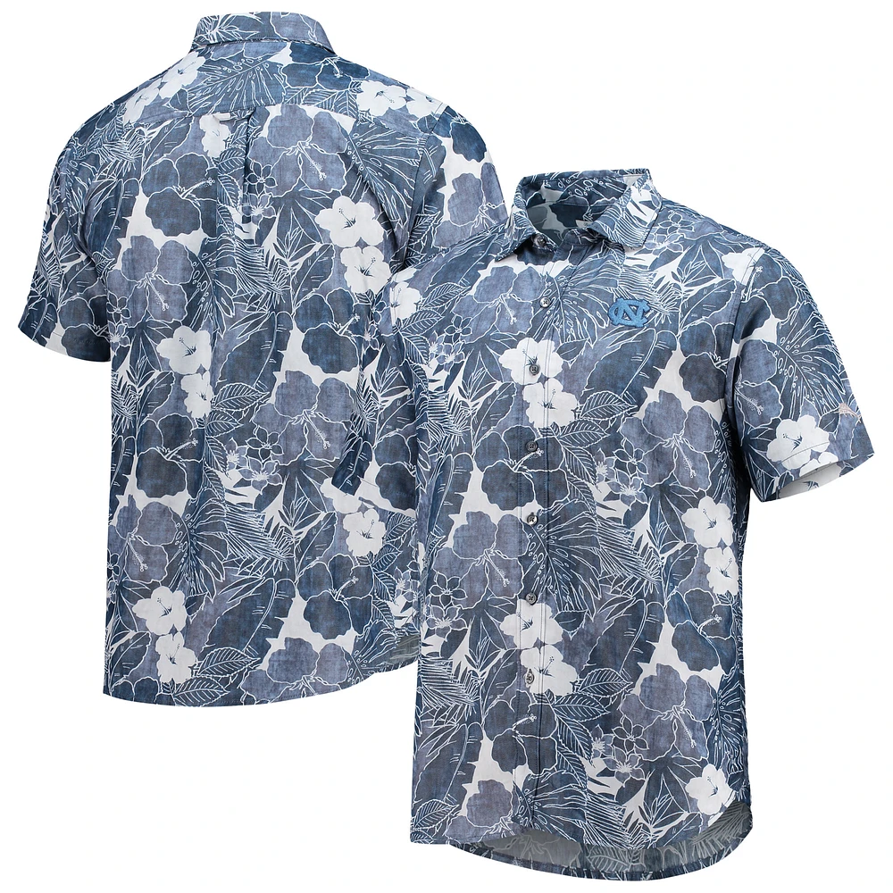 Men's Tommy Bahama Navy North Carolina Tar Heels Coconut Point Playa Flora IslandZone Button-Up Shirt