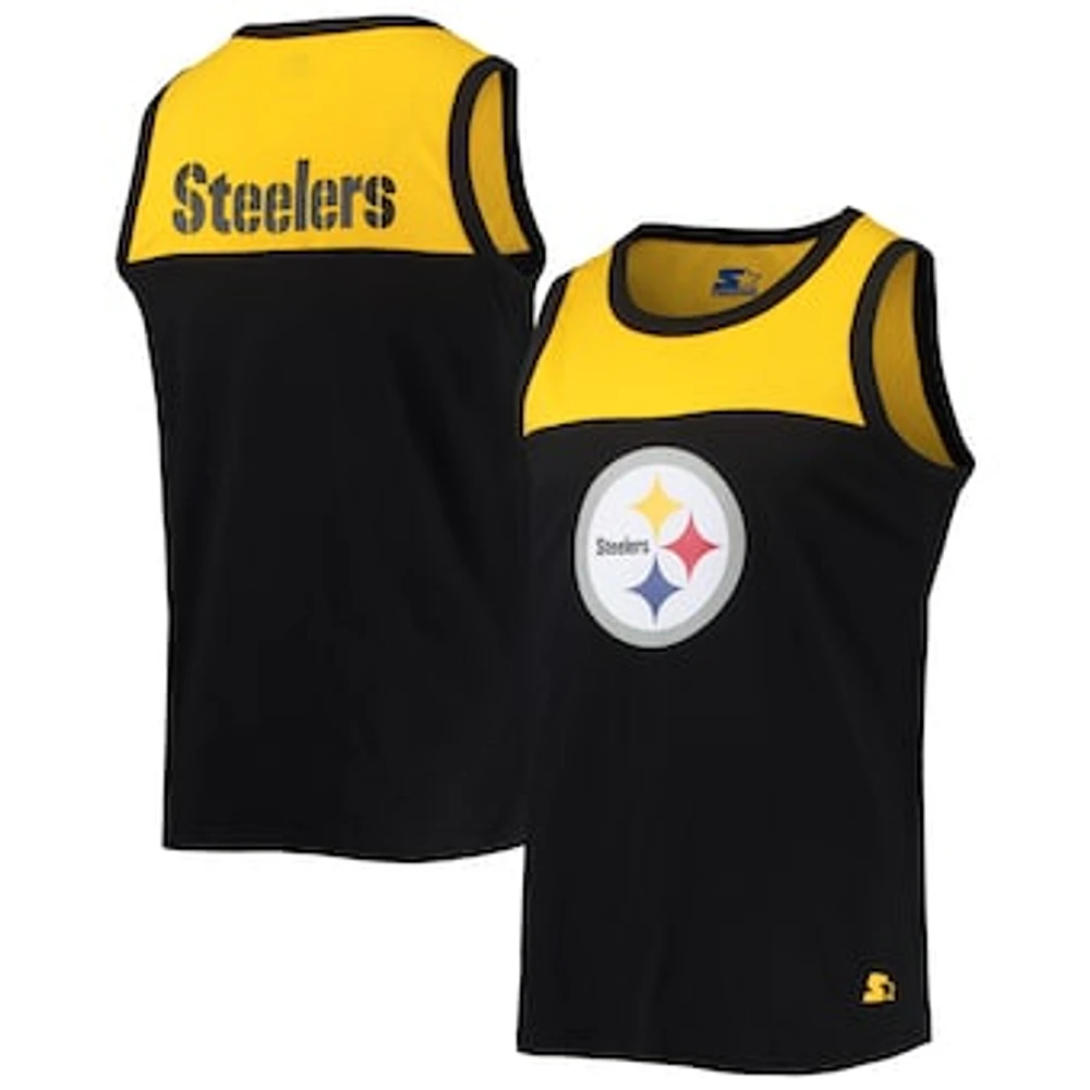 Men's Starter Black/Gold Pittsburgh Steelers Team Touchdown Fashion Tank Top