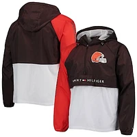 Men's Tommy Hilfiger Brown/Orange Cleveland Browns Raglan Half-Zip Pullover Top