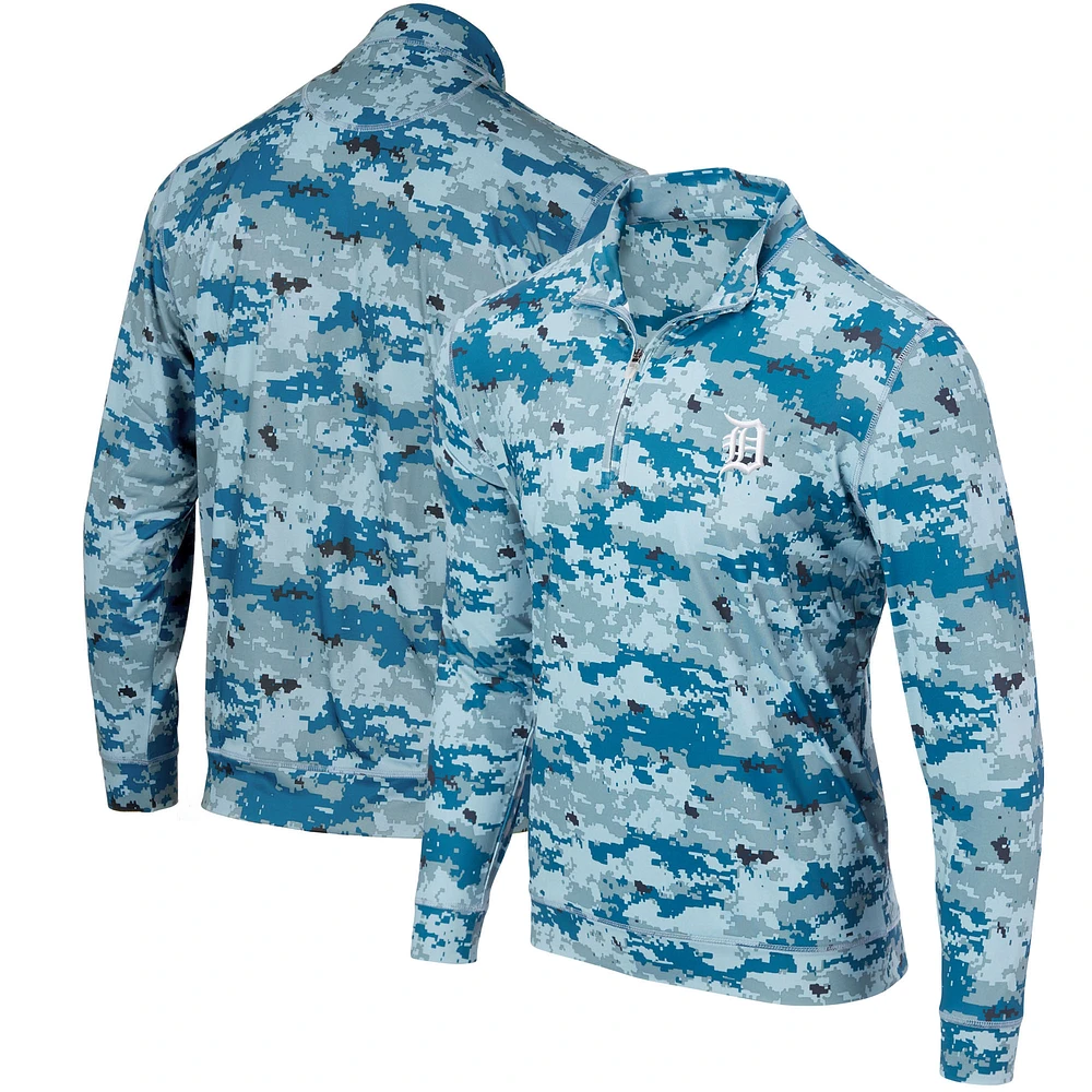 Men's Blue Detroit Tigers Digital Camo Performance Quarter-Zip Pullover Jacket