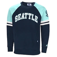 Men's Starter Deep Sea Blue/Light Blue Seattle Kraken Field Goal Raglan - Pullover Sweatshirt