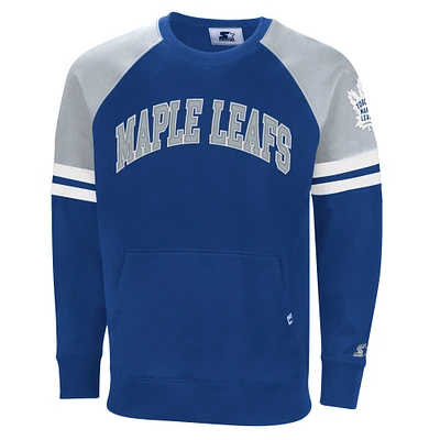 Men's Starter Blue/Gray Toronto Maple Leafs Field Goal Raglan - Pullover Sweatshirt