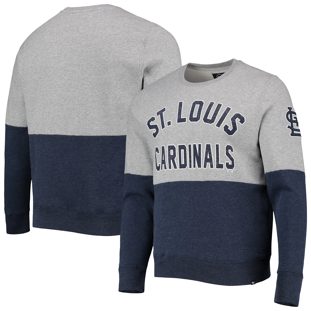 Men's '47 Heathered Gray/Heathered Navy St. Louis Cardinals Two-Toned Team Pullover Sweatshirt