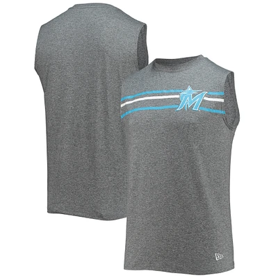Men's New Era Gray Miami Marlins Muscle Tank Top