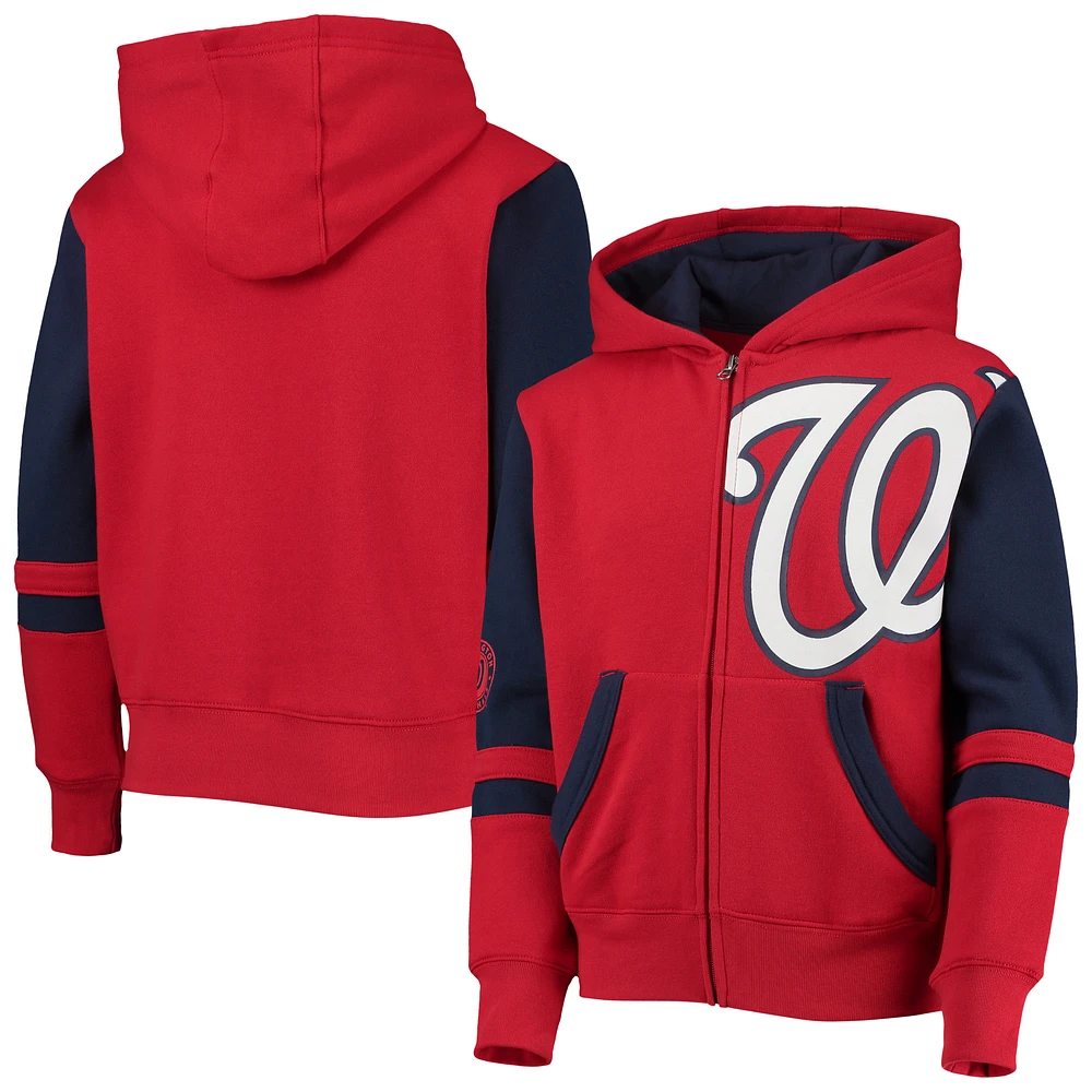 Youth Red Washington Nationals Stadium Color-Block Full-Zip Hoodie