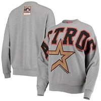 Women's Mitchell & Ness Heathered Gray Houston Astros Cooperstown Collection Logo Lightweight Pullover Sweatshirt