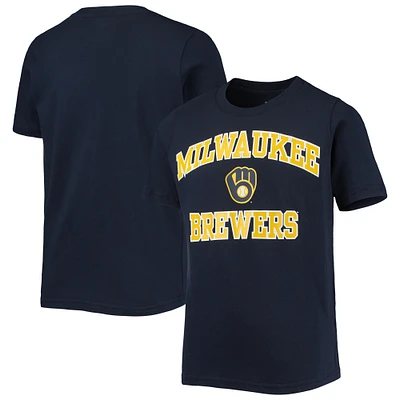 Youth Navy Milwaukee Brewers Heart And Soul T-Shirt