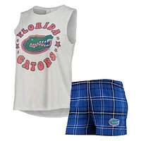 Women's Concepts Sport Royal/White Florida Gators Ultimate Flannel Tank Top & Shorts Sleep Set