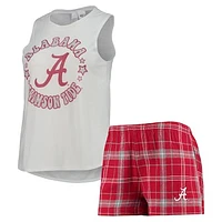 Women's Concepts Sport Crimson/White Alabama Crimson Tide Ultimate Flannel Tank Top & Shorts Sleep Set