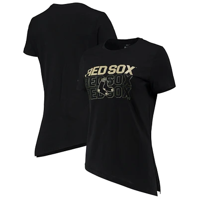 Women's Levelwear Black Boston Red Sox Birch Delta Asymmetrical T-Shirt